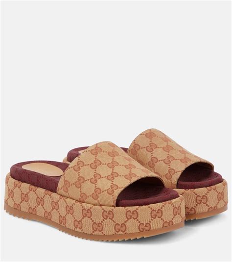 gucci original gg canvas slides women|Gucci slides denim.